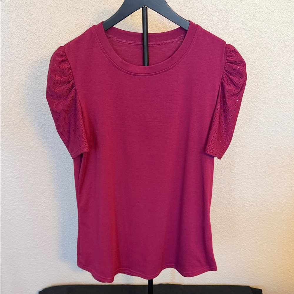 Women's Pink Top with Puff Sleeves